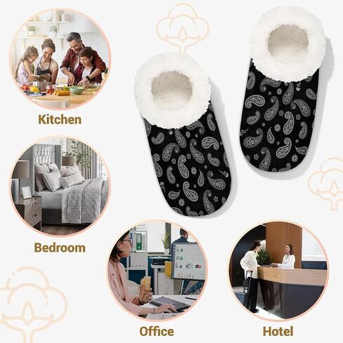 House Slippers for Women Men Winter Fuzzy Memory Foam Slippers Indoor Warm Full Slippers in Kuwait