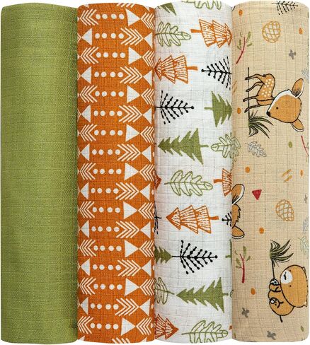 DREAMS & DIMPLES Muslin Swaddle Blankets 4 Pack Premium 100% Cotton Baby Swaddle Blanket Soft & Breathable 47" X 47" Baby Receiving Blankets for Boys and Girls (Into The Jungle) in Saudi Arabia
