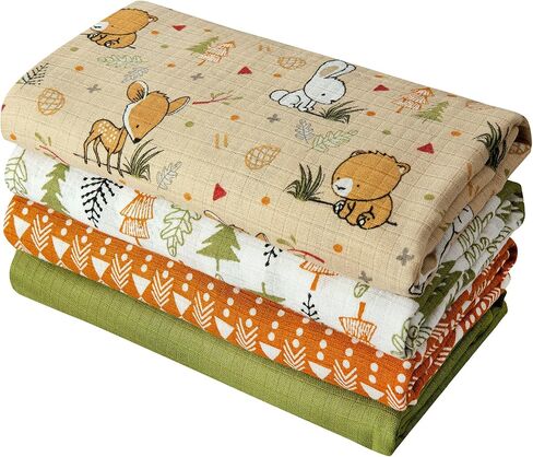 DREAMS & DIMPLES Muslin Swaddle Blankets 4 Pack Premium 100% Cotton Baby Swaddle Blanket Soft & Breathable 47" X 47" Baby Receiving Blankets for Boys and Girls (Into The Jungle) in Saudi Arabia