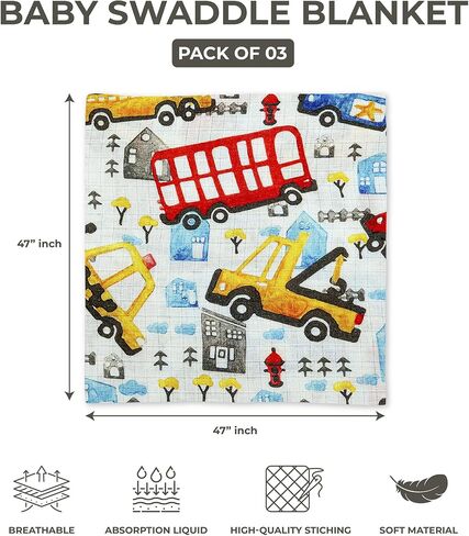 DREAMS & DIMPLES Muslin Swaddle Blankets 4 Pack Premium 100% Cotton Baby Swaddle Blanket Soft & Breathable 47" X 47" Baby Receiving Blankets for Boys and Girls (Into The Jungle) in Saudi Arabia