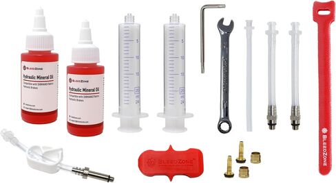 مجموعة BleedZone Pro Bleed لفرامل Tektro الهيدروليكية وفرامل TRP الهيدروليكية مع زيت معدني 120 مل - مجموعة تنزف فرامل الدراجة للفرامل الهيدروليكية مع المحاقن - مثالية لفرامل TRP وTektro in Kuwait