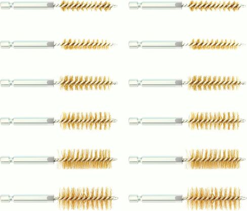12Pcs Bore Cleaning Brush, Copper Wire Bore Brush Set with 1/4" Hex Shank Handle for Power Drill in Kuwait