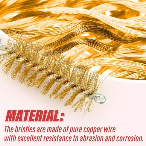 12Pcs Bore Cleaning Brush, Copper Wire Bore Brush Set with 1/4" Hex Shank Handle for Power Drill in Kuwait