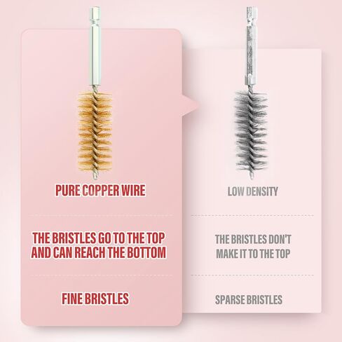 12Pcs Bore Cleaning Brush, Copper Wire Bore Brush Set with 1/4" Hex Shank Handle for Power Drill in Kuwait