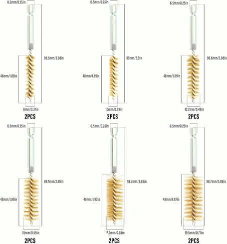 12Pcs Bore Cleaning Brush, Copper Wire Bore Brush Set with 1/4" Hex Shank Handle for Power Drill in Kuwait