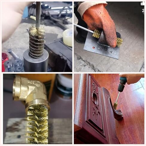 12Pcs Bore Cleaning Brush, Copper Wire Bore Brush Set with 1/4" Hex Shank Handle for Power Drill in Kuwait