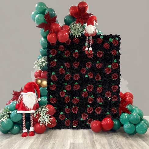 Artificial Flower Wall Backdrop Panels Black Gold 5ftx3.74ft White Rose Halloween Backdrop 3D Floral Wall for Party Event Photoshoot Background Decorations in Kuwait