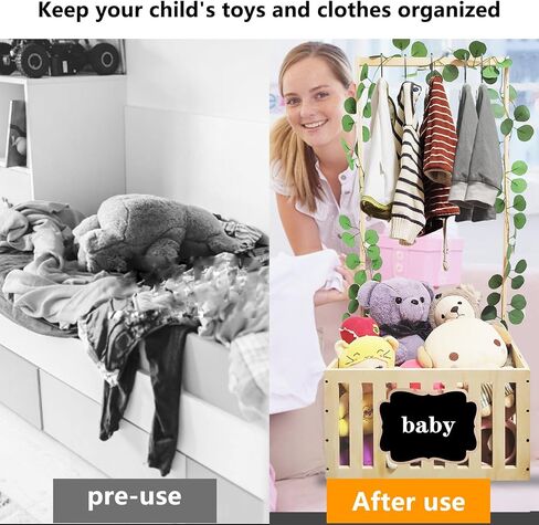 Wooden Baby Shower Crate Closet, Wooden Baby Crate Closet for Baby Shower Basket with Hanger Rack, Wooden Baby Basket with Handle Wooden, Baby Clothes Basket for Wooden crate1 in Saudi Arabia