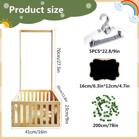 Wooden Baby Shower Crate Closet, Wooden Baby Crate Closet for Baby Shower Basket with Hanger Rack, Wooden Baby Basket with Handle Wooden, Baby Clothes Basket for Wooden crate1 in Saudi Arabia