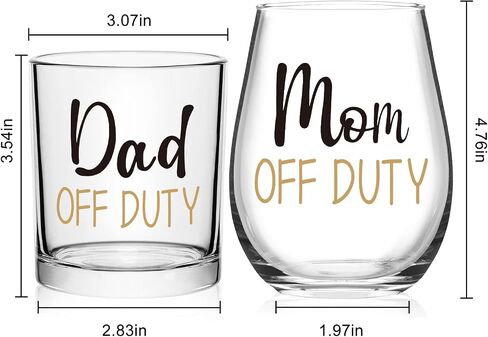 Futtumy Dad and Mom Gift Set, Dad & Mom off Duty Whiskey Glass and Stemless Wine Glass Combo, Gift for Father’s Day Mother’s Day Christmas Birthday Daily Use Baby Shower for Dad Mom New Parents in Saudi Arabia