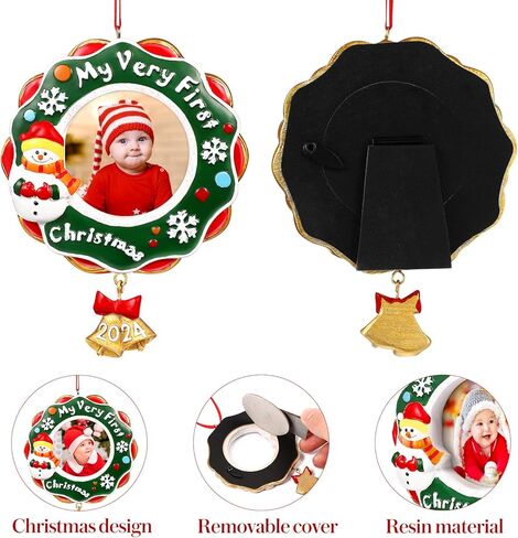 عيد الميلاد 2022 الطفل الراتنج إطار الصورة التذكارية اللوحة ذكرى الحلي لشجرة عيد الميلاد شنقا إطار الصورة الراتنج عيد الميلاد الحلي تذكار عيد الميلاد in Kuwait