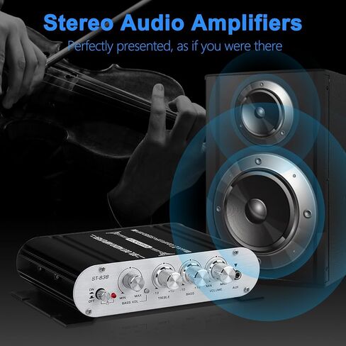 جهاز استقبال مضخم صوت ستيريو لمكبرات الصوت المنزلية، AK-390 Bluetooth5.0 HiFi Mini Audio Amp 2.0 قناة RMS 40W X 2 مضخمات مكونات الصوت مع محول 12V/5A، راديو FM، مدخل (BT، USB، AUX، Mic) in Kuwait