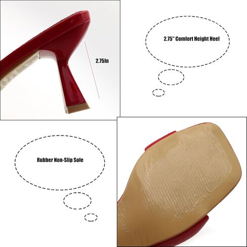 Women's Leather One Band Square Open Toe Stiletto Slide Sandals Fashion Slip-On Sexy Kitten Heel Mule Sandals Wedding Party Evening Prom Dance Backless Dress Slipper Pump Shoes in Saudi Arabia