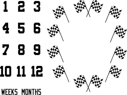 F-FUN SOUL Race Car Flags Baby Monthly Milestone Blanket 48x40in Racing Sports Theme Nursery Blanket Newborns Mom Gifts Baby Shower Growth Tracker with Bonus Marker DSFS130 in Kuwait