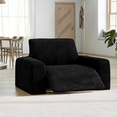 PAULATO BY GA.I.CO. Recliner Sofa Cover - Reclining Couch Slipcover - Soft Polyester Fabric Slipcover - 1-Piece Form Fit Stretch Furniture Protector - Velvet Collection - Grey (Recliner Sofa) in Saudi Arabia