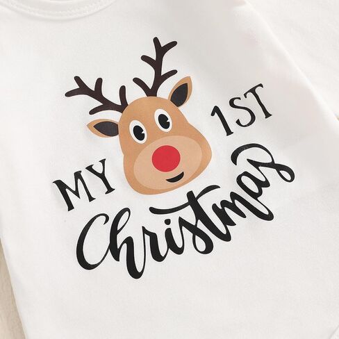 My First Chtistmas Baby Girl Outfits Ruffle Long Sleeve Romper Plaid Tutu Shorts Headband Socks 4pcs Fall Clothes in Kuwait