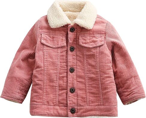 Moru Toddler Boy Winter Corduroy Jacket Baby Girl Fall Sherpa Lined Outwear Coat in Kuwait