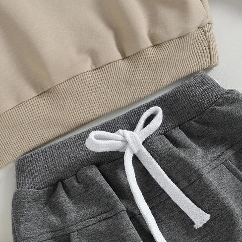 ملابس Karwuiio للأطفال الصغار من الأولاد والبنات، ملابس الخريف والشتاء، سويت شيرت بأكمام طويلة وبنطلون، مجموعة ملابس من قطعتين (B-كاكي، 2-3 سنوات) in Kuwait