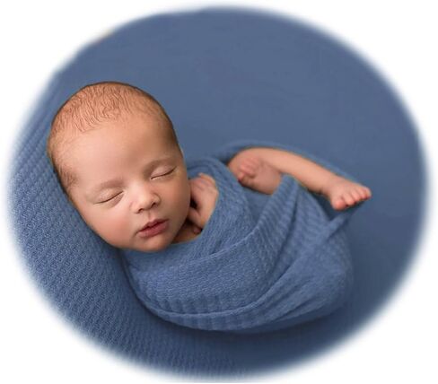 Newborn Photography Props Wraps Backdrop Set Baby Photoshoot Infant Photo Posing Texture Knit Fringed Waffle Sweater (White-Backdrop with Wrap) in Saudi Arabia