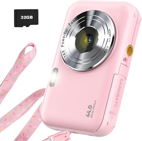 Digital Camera [2nd Gen Upgraded] FHD 1080P Digital Camera for Kids with 32GB Card, Vlogging Camera for Video Anti-Shake, Portable Point and Shoot Camera Fill Flash 16X Zoom, Small Camera for Travel in Saudi Arabia