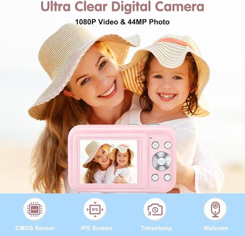 Digital Camera [2nd Gen Upgraded] FHD 1080P Digital Camera for Kids with 32GB Card, Vlogging Camera for Video Anti-Shake, Portable Point and Shoot Camera Fill Flash 16X Zoom, Small Camera for Travel in Saudi Arabia