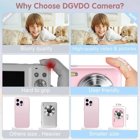 Digital Camera [2nd Gen Upgraded] FHD 1080P Digital Camera for Kids with 32GB Card, Vlogging Camera for Video Anti-Shake, Portable Point and Shoot Camera Fill Flash 16X Zoom, Small Camera for Travel in Saudi Arabia