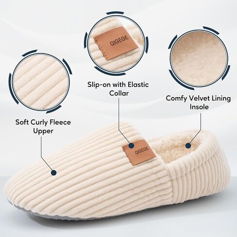 QIGEGE Women’s Soft Full Slippers Memory Foam House Bedroom Corduroy Lightweight House Shoes Cozy Loafer Slide Comfy Trendy Gift Slippers in Saudi Arabia