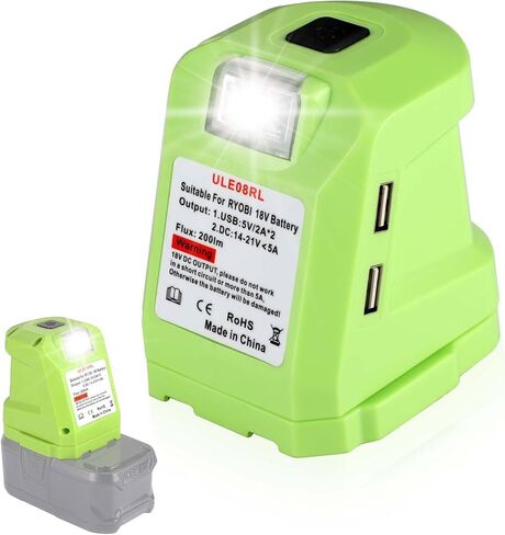 محول إمداد متوافق مع بطارية Ryobi 18 فولت فولت مع منافذ تيار متردد مصدر طاقة محمول محول شاحن USB لمحطة طاقة Ryobi مع ضوء LED 14.4-19.2 فولت in Kuwait