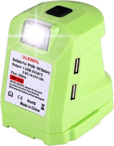 محول إمداد متوافق مع بطارية Ryobi 18 فولت فولت مع منافذ تيار متردد مصدر طاقة محمول محول شاحن USB لمحطة طاقة Ryobi مع ضوء LED 14.4-19.2 فولت in Kuwait