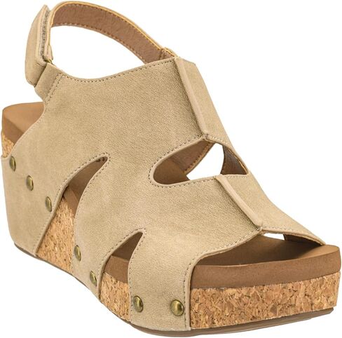 Corkys Footwear Cut It Out 2.5-Inch Heel Wedges with Memory Foam Insoles, Hook & Loop Closure, Unique Cut-Out Design – Stylish & Comfortable Fall Essential in Kuwait