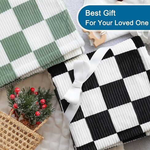 HOMRITAR Checkered Baby Blanket for Boys Sage Green Comfy Durable Corduroy Toddler Blanket with Double Layer 3D Square Grid Backing, Reversible Lightweight Bed Blanket for Infant Newborn 30 x 40 Inch in Saudi Arabia