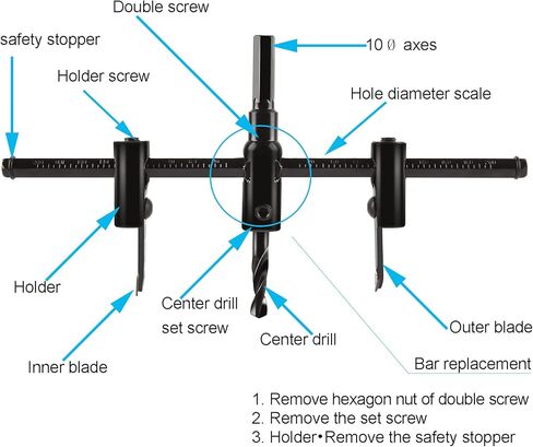 LANIAKEA 1-3/16 بوصة إلى 7-7/8 بوصة قابل للتعديل دائرة ثقب المنشار القاطع 30-200 مللي متر الخشب دريوال مثقاب قطع مستديرة للمنزل DIYer in Kuwait