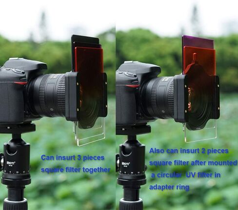 SIOTI Camera Metal Square Filter System Holder, with 62mm-67mm Adapter Ring, Compatiable with ND/Gradient ND 100 * 100 * 2.0mm and 100mm*150 * 2.0mm Thickness Square Filter (62mm) in Saudi Arabia