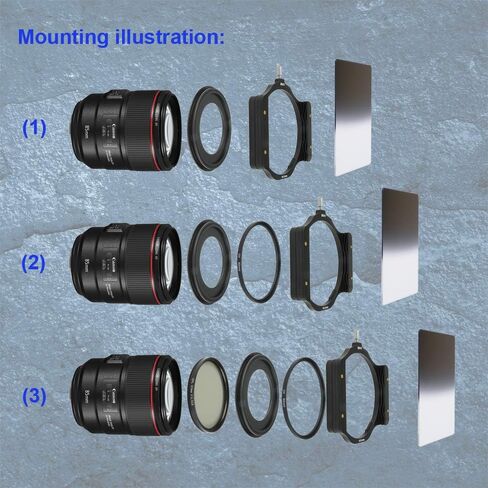 SIOTI Camera Metal Square Filter System Holder, with 62mm-67mm Adapter Ring, Compatiable with ND/Gradient ND 100 * 100 * 2.0mm and 100mm*150 * 2.0mm Thickness Square Filter (62mm) in Saudi Arabia