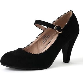 J. Adams Honey Mary Jane Shoes Women Oxford Pumps - Cute Low Kitten High Heels - Retro Vintage Shoes for Women 1950s Mary Janes Round Toe Shoe with Ankle Strap - Women Dress Shoes