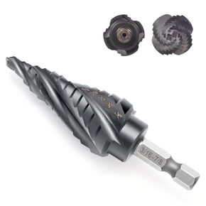 Four Spiral Flute Cobalt Step Drill Bit, 3/16" - 7/8" M35 Wear-Resistant TiAlN Coated Step Bit, 1/4" Hex Shank Unibit Step Drill Bit for Metal Stainless Steel Aluminum Wood Plastic,12 Size Step Bits