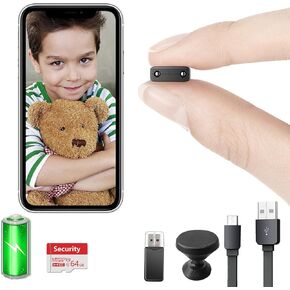 【Free 32G】 Smallest Wireless Camera,HD1080P WiFi Security Camera,1.5 Hours Battery Time,Portable Video Camera with Night Vision,Motion Detection,Cloud Storage for Security with iOS Android for APP