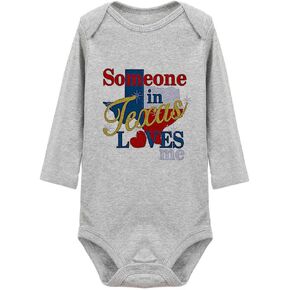 Someone in Texas Loves Me Newborn Baby Romper Bodysuit Long Sleeve Onesie Grey