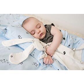 Bunny Baby Security Blanket – lovies for Babies - Cuddly Soft Organic Cotton Baby Lovey – Soothing Unisex Blanket for Newborns, Infants, Toddlers (Gray with Star Print)