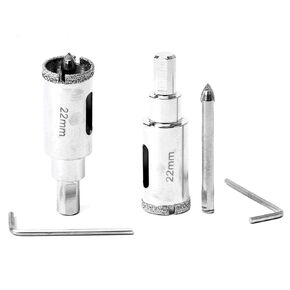 JINGLING 7/8 inch Diamond Hole Saw 22mm Ceramic Tile Drill Bits with Center Pilot Bit Tools for Glass Stone Pack of 2Pcs