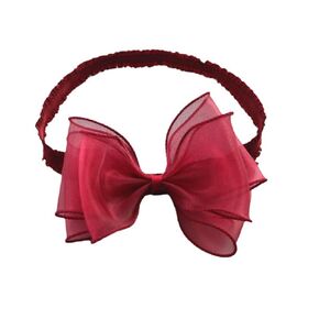 Cute Lace Bow Baby Girls Headbands White Knot Headband Soft Chiffon Hair Band for Newborn Infant Toddler Kids Hair Accessories (Red A)