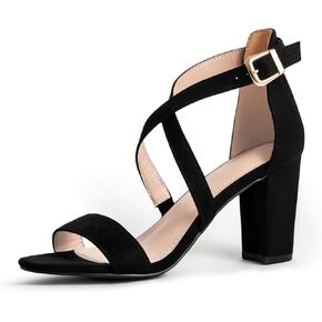 Strappy Heeled Sandals for Women Comfortable Open Toe Strappy Heels for Women Chunky Black Red Sexy Strappy Heels Sandals for Dress Wedding Party