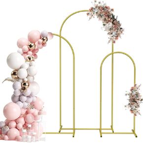 Arch Backdrop Stand Set of 3, 6FT,5FT,4FT, Metal Wedding Balloon Arch Stand,Photo Arched Backdrop Frame for Parties Anniversary Birthday Bridal Shower Home (White)