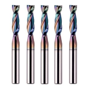 SpeTool 5PCS Upcut Spiral Router Bit 1/4 Inch Shank 1/4 Inch Cutting Diameter 1 Inch Cutting Length with TAC Coated, Solid Carbide Router Bits Set for CNC Wood Mill