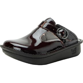 قبقاب نسائي من الجلد المريح الكلاسيكي باللون الأسود الكرزي من Alegria مقاس 5-5.5 M US in Kuwait