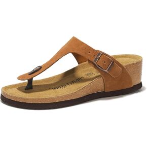 Project Cloud 100% Genuine Leather Womens Sandals Wedge Arizona Sandals Women - Memory Foam Wedges Heels for Women, Non Slip Platform Sandals Women - Sandals for women 2024 (Belize, Chestnut, 10) in Kuwait