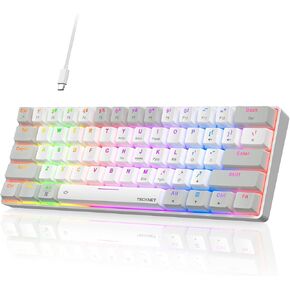 TECKNET 60% Mechanical Gaming Keyboard, Ultra-Compact 61 Keys Mini Wired RGB Backlit Keyboard with Red Switch, Portable Clicky Keyboard for PC, Mac, and Gamers