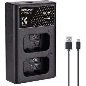 K&F Concept NP-FW50 Battery Charger, Dual Slot Quick Charger for Sony A6000, A6500, A6300, A6400, A7, A7II, A7RII, A7SII, A7S, A7S2, A7R, A7R2, A55, A5100, A5000 Camera