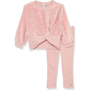 Calvin Klein Girls Crewneck Pullover & Legging Set, Everyday Casual Wear, Ultra-Soft & Comfortable, Grey Heather Print