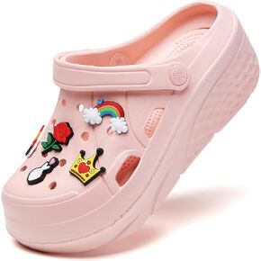 SECHRITE Womens Platform Clogs Classic Garden Shoes Waterproof Beach Pool Sandals Summer Mules Home Slippers - Lipstick Series